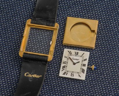 CARTIER Yellow gold-plated Tank model watch, the rectangular case with clipped back,...