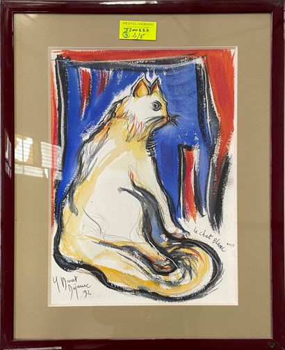 Isabelle DURET-DUJARIC, The White Cat 

Mixed media on paper, signed and dated 1992...