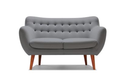 null 2-seater sofa model Coogee in light grey wool sheet with anthracite buttons...
