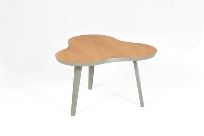 null Table basse modèle Cloud en bois peint couleur gris et plateau en chêne petit...