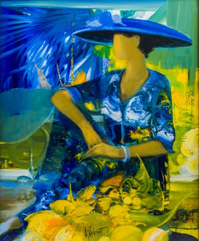 Gérard LE NALBAUT (1946-2019), Woman with a hat

Oil on canvas signed lower center

73...