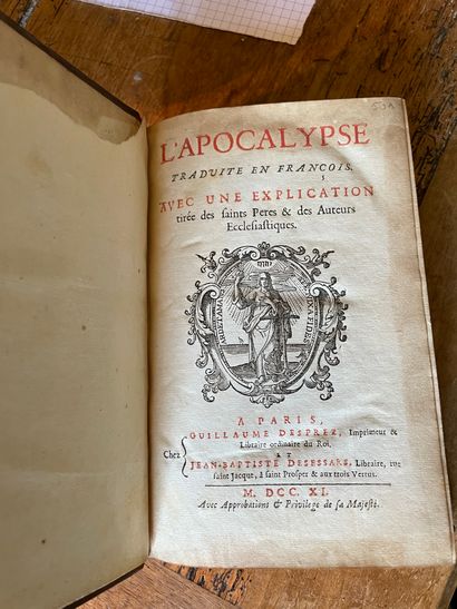 null [Religion]

- La Genèse. 1686, in-8 relié pleine basane

- L'Apocalypse. 1711,...