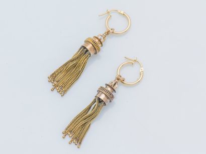  A pair of 14-karat yellow gold (585 ‰) earrings...