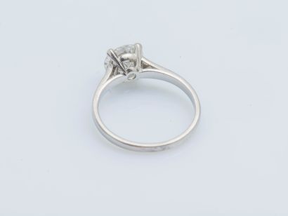  Platinum (950 ‰) solitaire ring adorned with a half-cut diamond weighing approximately...