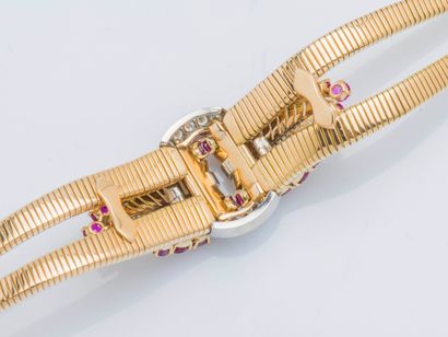 null Soft bracelet in 18K yellow gold (750 ‰) and platinum (950 ‰) composed of two...