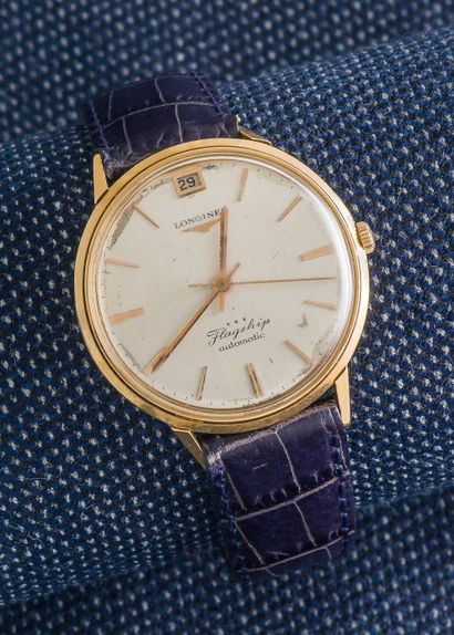 LONGINES Classic Flagship model watch in 18K yellow gold (750 ‰), round case with...