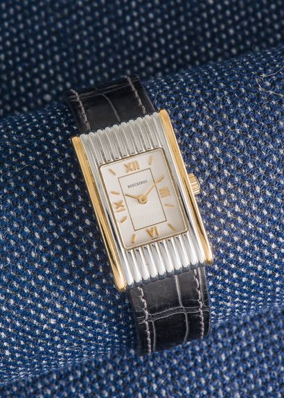 BOUCHERON, vers 2000 Ladies' watch, Reflet model, steel and gilded steel case with...