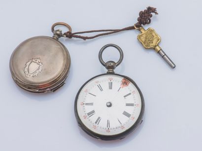 BOREL-COURVOISIER, vers 1860 Silver pocket watch (925 ‰) the back and dust cover...