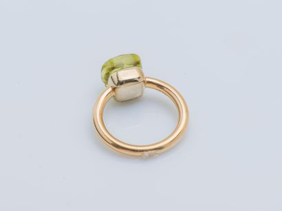 POMELLATO Classic Nudo ring, in 18k yellow gold (750 ‰), the white gold bezel set...