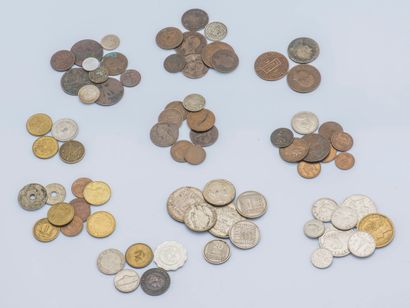Set of seventy-two coins and tokens in metal...