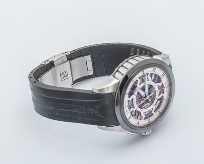 PERRELET vers 2011 Skeleton Chronograph reference A1056/1 in steel and black DLC...