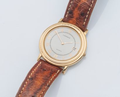 LASSALE SEIKO Classic watch in gilded metal, round case with numbered clipped back....