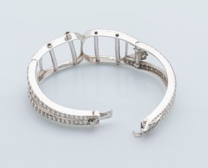 null Bracelet rigide ouvrant articulé en platine (950 ‰) et or gris 18 carats (750...