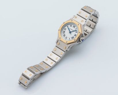 CARTIER Women's watch bracelet model Santos octagonal, the round steel case with...