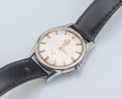 OMEGA, vers 1960 Classic Constellation model watch, round steel case with stylized...