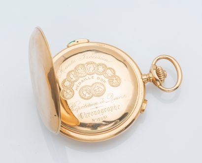 null Pocket watch soap chronograph with repetition of quartz in yellow gold 18 carats...