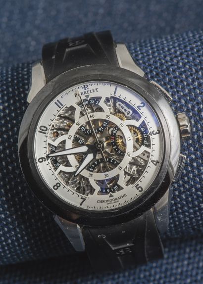 PERRELET vers 2011 Skeleton Chronograph reference A1056/1 in steel and black DLC...