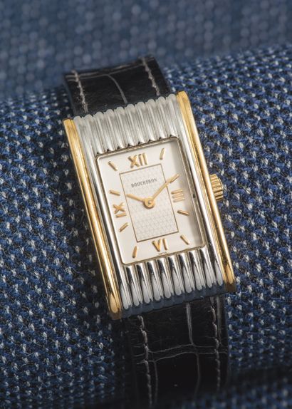 BOUCHERON, vers 2000 Ladies' watch, Reflet model, case in steel and gilded steel...