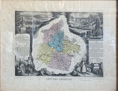 null Lot comprenant : 

- Carte de l'ancienne ville de Lyon, 65 x 83 cm à vue

-...