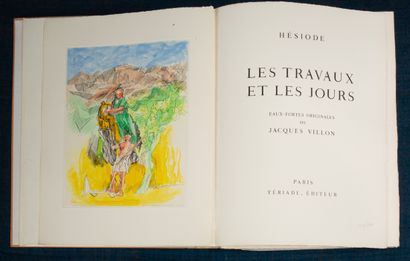 [Villon] [VILLON] HESIODE. Les Travaux et les Jours. 
‎Paris, 1962, in-4 En feuilles,...