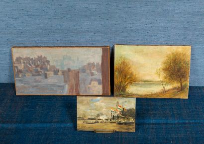 Lot including : 

- Landscape with a pond,...