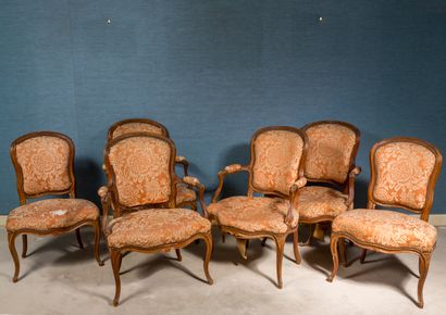 Suite of four cabriolet armchairs and two...