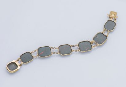 null Bracelet en or jaune 14 carats (585 ‰) formé d'une successsion de motifs rectangulaire...