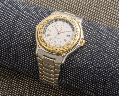 EBEL, vers 1990 Globetrotter's watch model Voyager Reference 1124913, the case of...