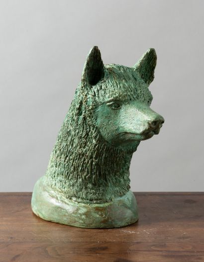 Georges LAURENT (1940-), Tête de chien husky

Bronze à patine verte n°3/8, 2010,...