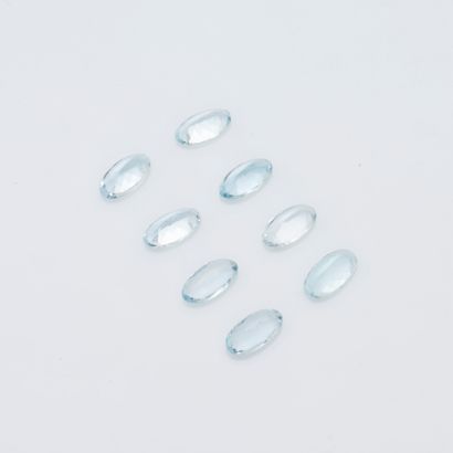 null Lot of 8 oval aquamarines on paper, size 13 x 7 mm each.

Total weight : 20,7...
