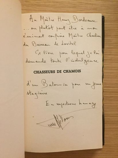 CHASSE DE MONTAGNE MOUNTAIN HUNTING - MELON. Chamois hunters. 1936. Autograph letter...