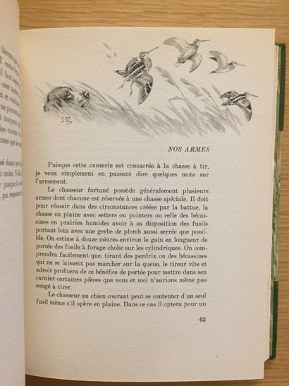 FAVRE FAVRE. Chiens courants. Chasse à tir. Paris, Durel, 1952 ; in-8, ½ chagrin...