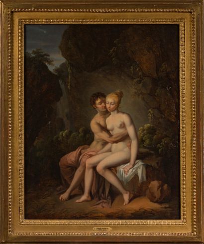 Attribué à Henri Nicolas VAN GORP (1756-1819) Paul et Virginie

Huile sur toile

41...