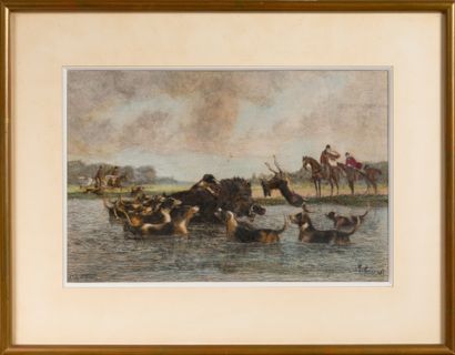 Comte Henri de COURCY (1829-1906) Boar farm in a pond

Enhanced etching, signed lower...