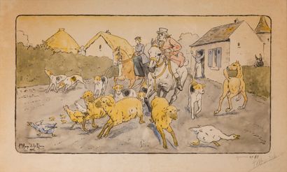 Paul MAGNE DE LA CROIX (1875-?) Humorous hunting scenes

Pair of stencils signed...