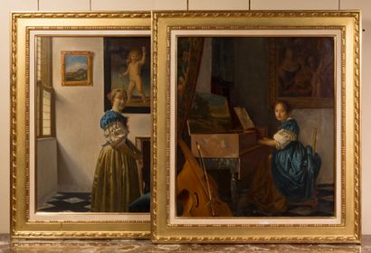 D’après Vermeer, XXème siècle La joueuse de clavecin

Deux huiles sur toile

53,5...