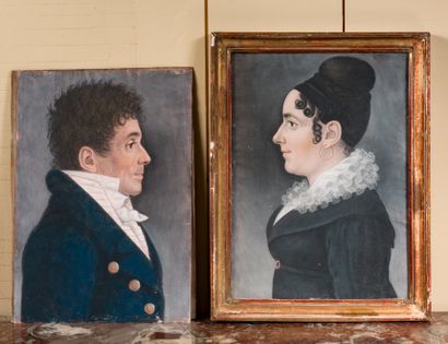 Ecole du XIXème siècle Profil d’homme et de femme de qualité

Deux pastels

33 x...