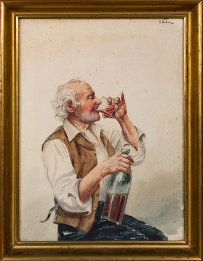 Alfred Charles WEBER (1862-1922) Homme buvant

Aquarelle, signée en haut à droite

29...