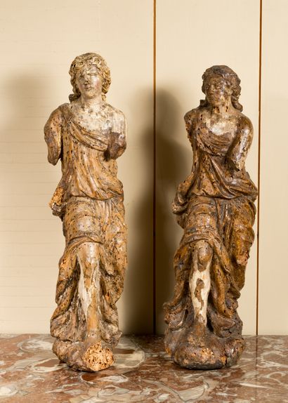 ECOLE FRANCAISE DU XVIIème SIECLE Paire d’anges adorateurs

Fort-reliefs en bois...