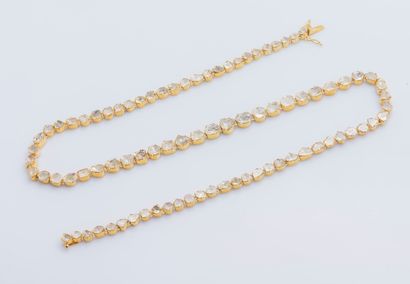 null Gold vermeil line necklace (800 ‰) set with rose-cut diamonds in the Indian...