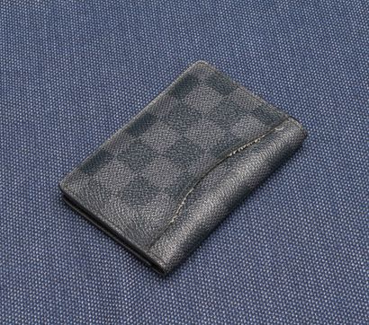 Louis VUITTON Paris Made in France Black and grey checkerboard canvas card case with...