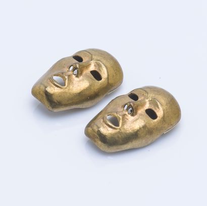 Isabel CANOVAS Paire de clips d'oreille Masques de Venise 
4,5 x 3 cm