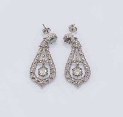LA METROP Pair of silver (925 ‰) drop-shaped earrings, adorned with marcasites holding...