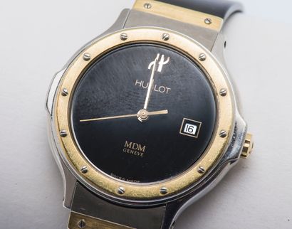 HUBLOT Watch model MDM medium size ref. 1390 100 2, the round case in steel and steel...