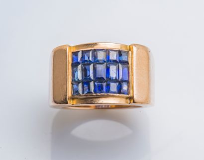 René BOIVIN 1945 Ring signet ring in pink gold 18 carats (750 thousandths), the upper...