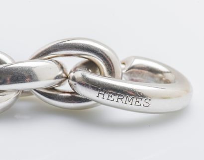 HERMES Bracelet modèle Acrobate en argent (925 millièmes) à large maillons ovales...