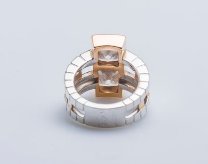 null Ring in white gold and pink gold 18 carats (750 thousandths) decorated with...