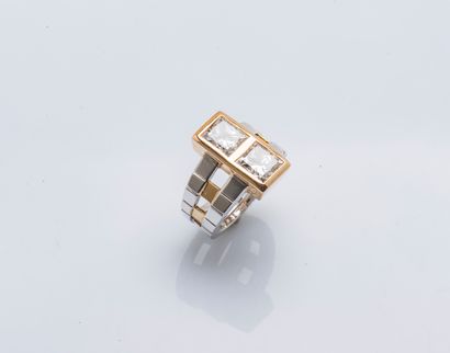 null Ring in white gold and pink gold 18 carats (750 thousandths) decorated with...