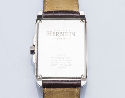 Michel HERBELIN Watch model Kharga, the rectangular steel case with screwed back...