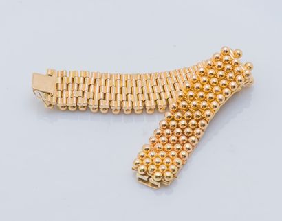 null Bracelet ruban articulé en or jaune 18 carats (750 ‰) composé de cinq rangs...